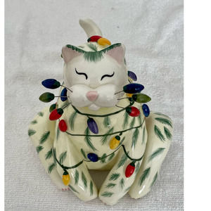 Whimsiclay Christmas Cat Figurine Lights by Amy Lacombe 2002